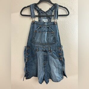 Canyon River Blues Denim Short Overalls Romper in Blue